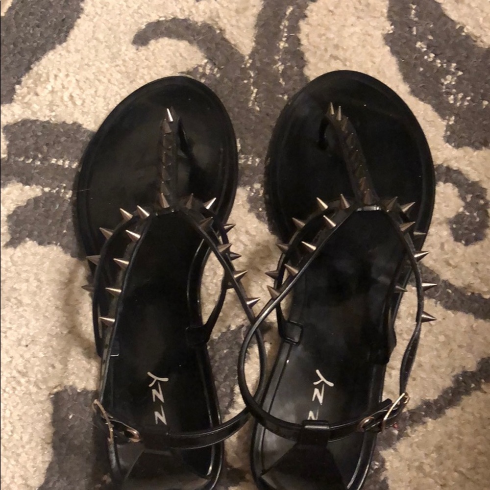 Spike black jelly sandals size 9